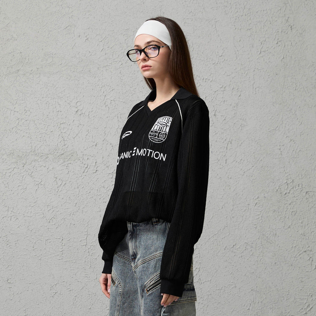 ORGANIC EMOTION Retro Sheer Striped Knit Raglan Jersey