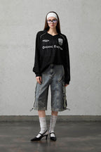 ORGANIC EMOTION Retro Sheer Striped Knit Raglan Jersey