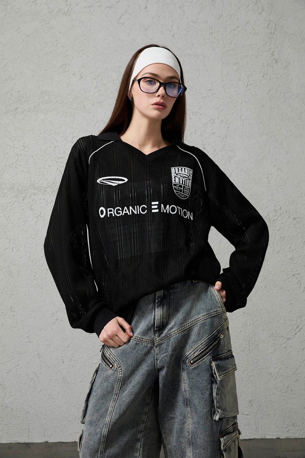 ORGANIC EMOTION Retro Sheer Striped Knit Raglan Jersey