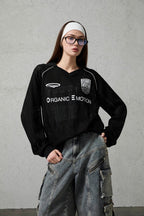 ORGANIC EMOTION Retro Sheer Striped Knit Raglan Jersey