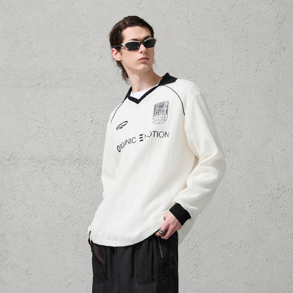 ORGANIC EMOTION Retro Sheer Striped Knit Raglan Jersey