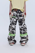SAVAGEGROWTHWORLD Camo Reflective Multi-Pocket Cargo Pants