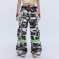 SAVAGEGROWTHWORLD Camo Reflective Multi-Pocket Cargo Pants