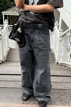 ESAIAS Claw Washed Panel Straight-Leg Pants