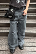 ESAIAS Claw Washed Panel Straight-Leg Pants