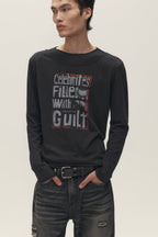 SAVAGEGROWTHWORLD Graphic Double-Layer Neckline Long-Sleeve Tee