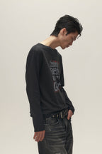 SAVAGEGROWTHWORLD Graphic Double-Layer Neckline Long-Sleeve Tee
