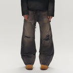 SAVAGEGROWTHWORLD Distressed Double-Knee Splatter Jeans