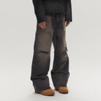 SAVAGEGROWTHWORLD Distressed Double-Knee Splatter Jeans