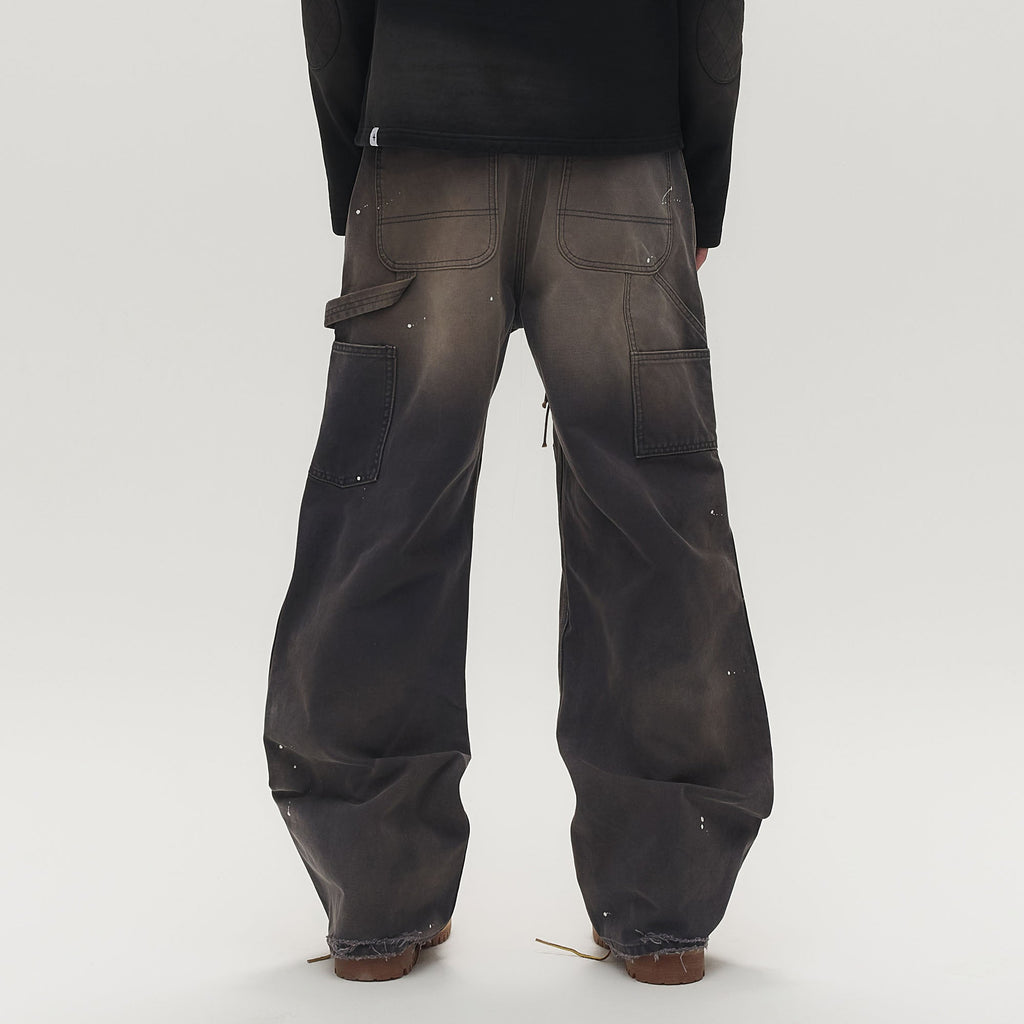SAVAGEGROWTHWORLD Distressed Double-Knee Splatter Jeans
