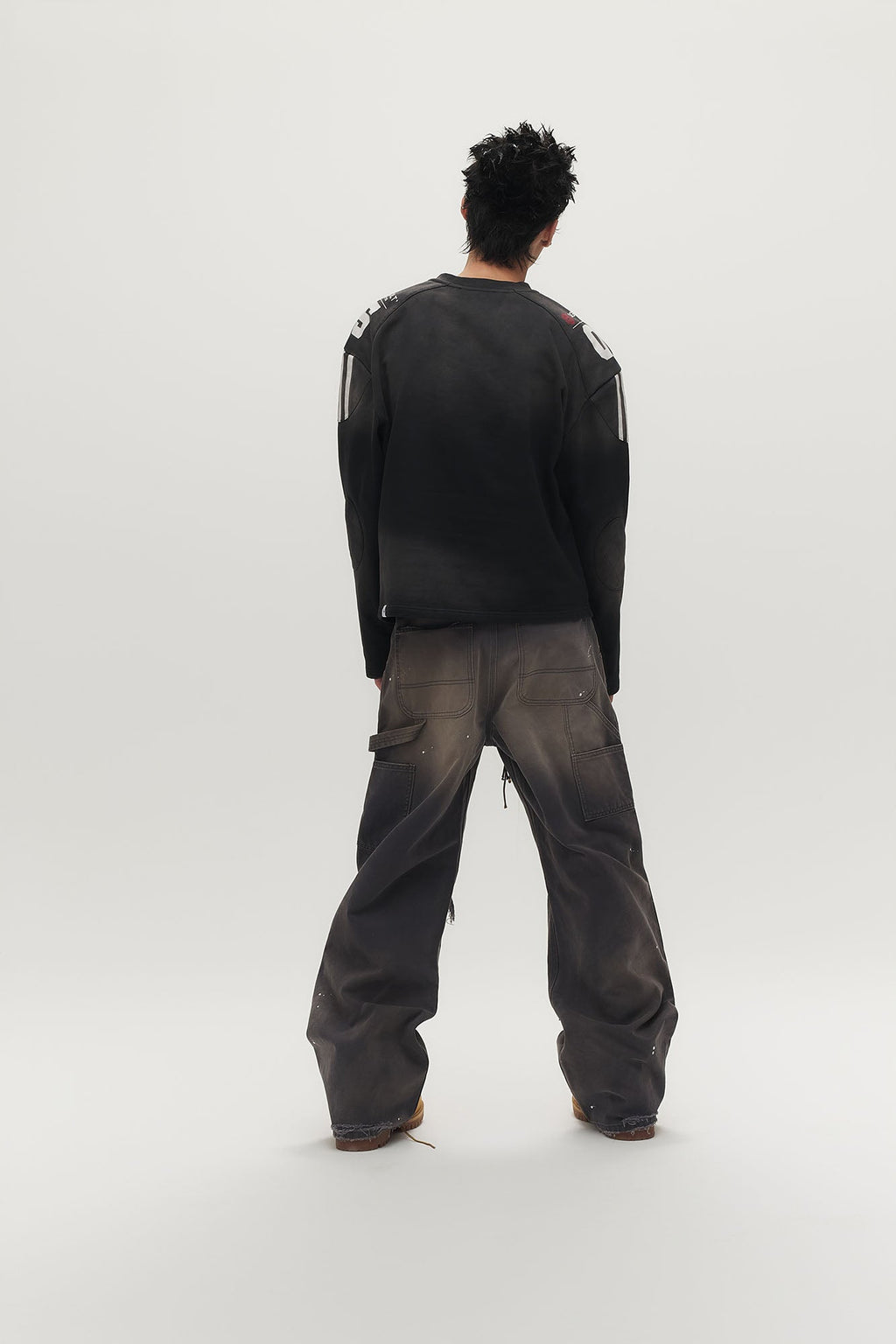 SAVAGEGROWTHWORLD Distressed Double-Knee Splatter Jeans