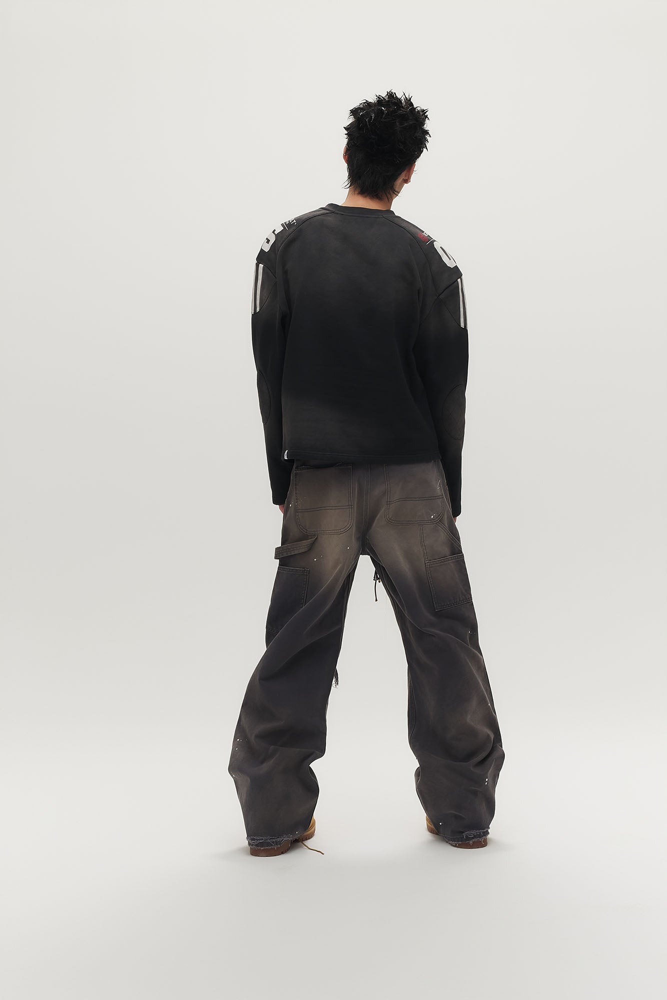 SAVAGEGROWTHWORLD Distressed Double-Knee Splatter Jeans