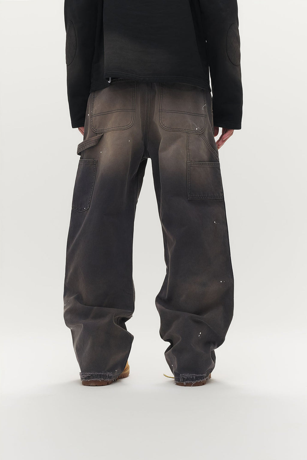 SAVAGEGROWTHWORLD Distressed Double-Knee Splatter Jeans