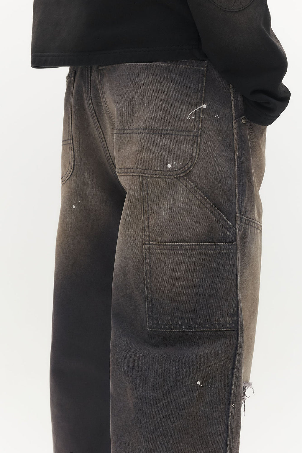 SAVAGEGROWTHWORLD Distressed Double-Knee Splatter Jeans