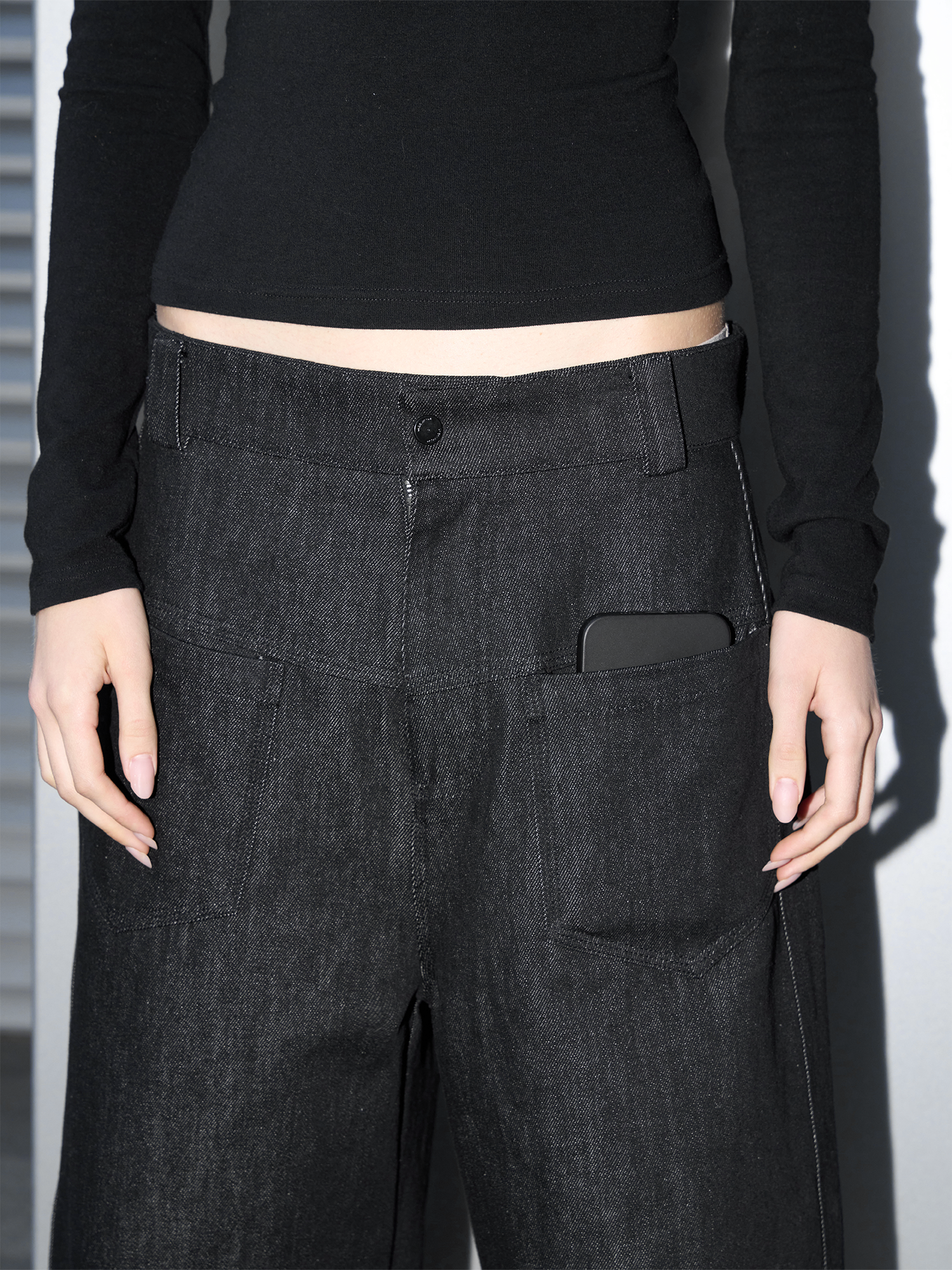 LABELROOM Washed Wide-Leg Raw Denim Pants