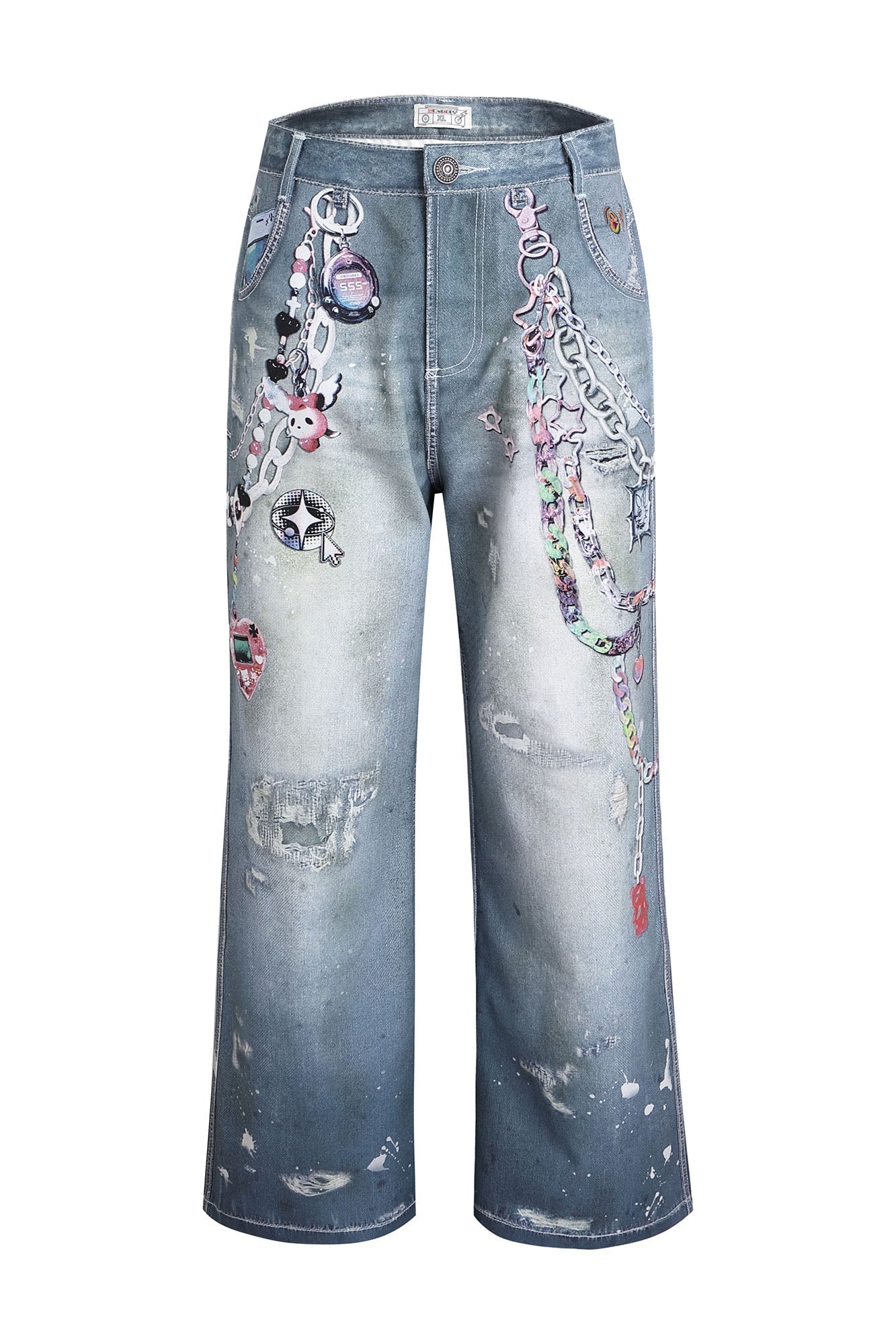 DND4DES Cartoon Chain Wide-Leg Jeans