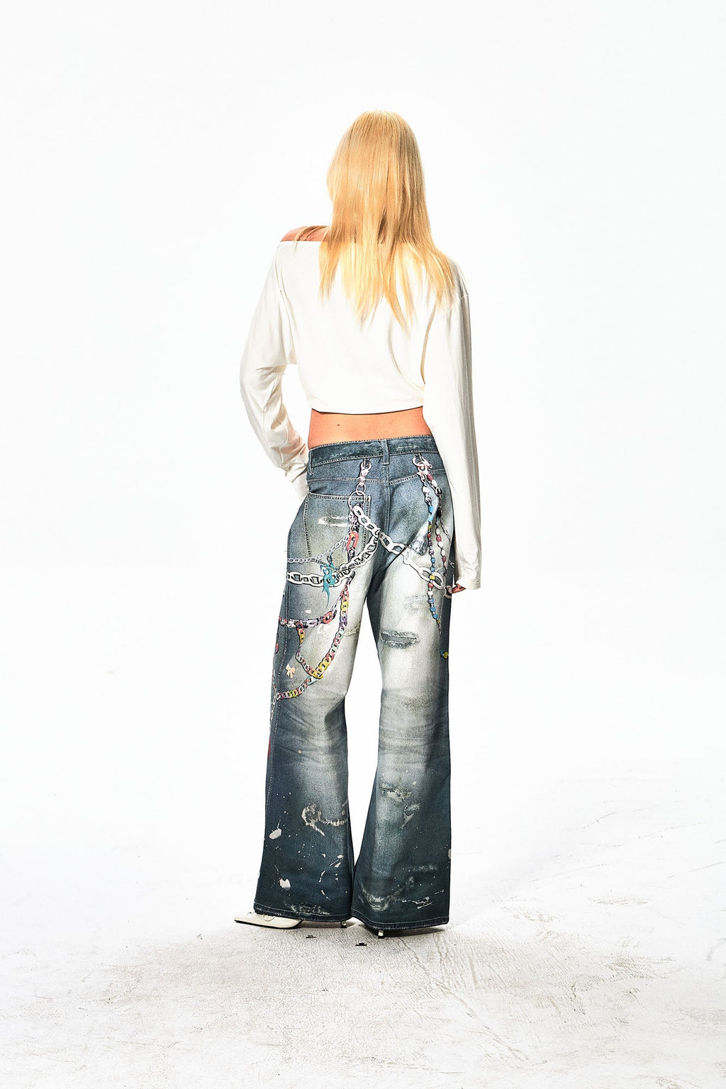 DND4DES Cartoon Chain Wide-Leg Jeans