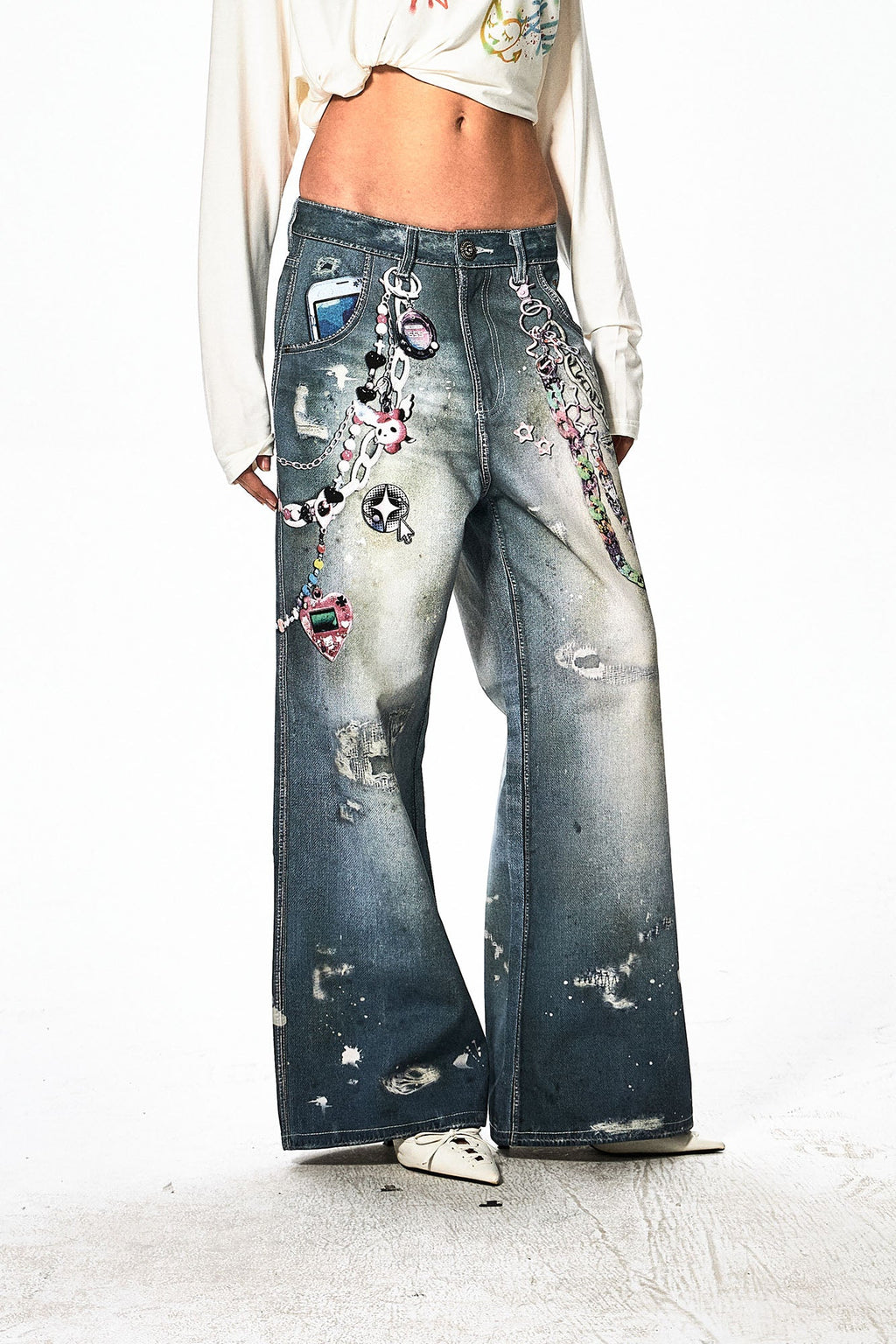 DND4DES Cartoon Chain Wide-Leg Jeans