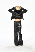 DND4DES Cross Crocodile Spliced Flared Jeans