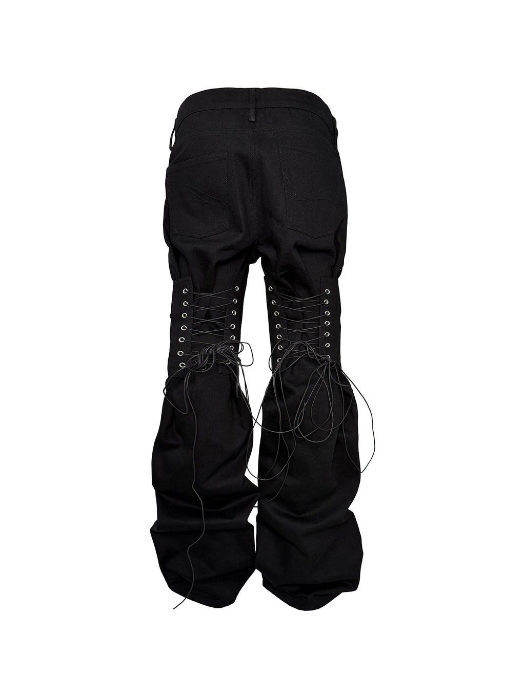 PCCVISION Lace-Up Zipper Flared Jeans