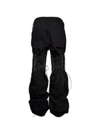 PCCVISION Lace-Up Zipper Flared Jeans