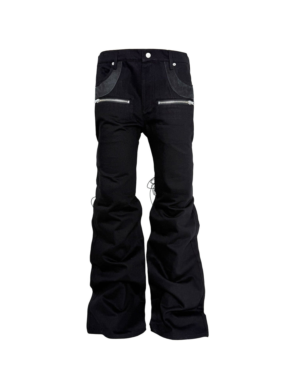 PCCVISION Lace-Up Zipper Flared Jeans