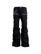 PCCVISION Lace-Up Zipper Flared Jeans