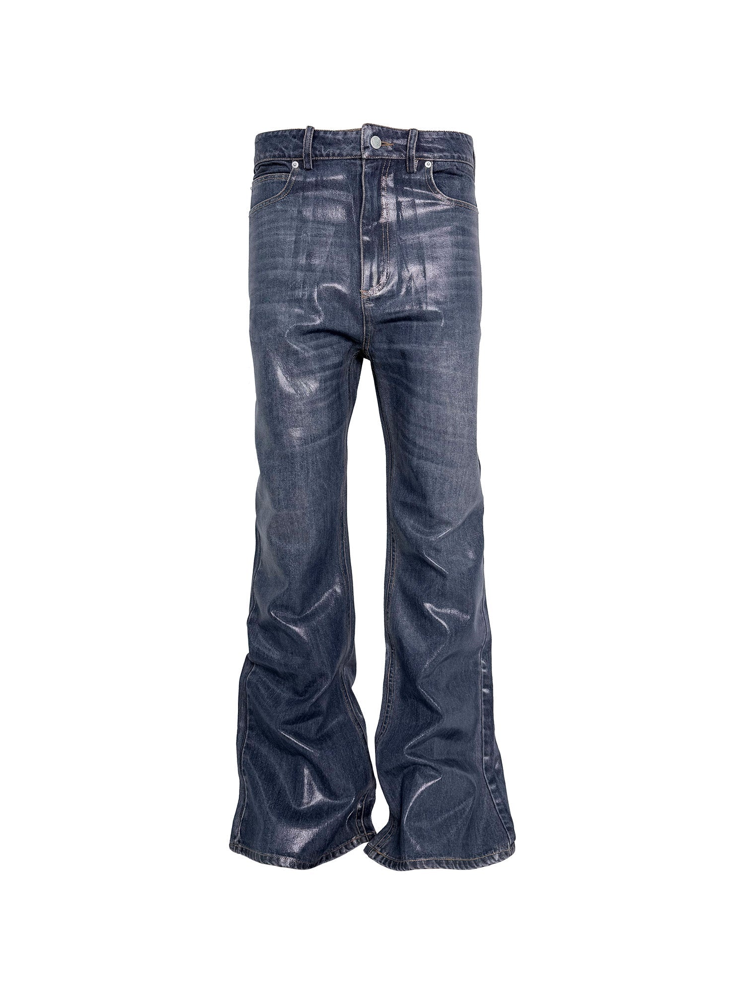PCCVISION Resin-Coated Flared Jeans