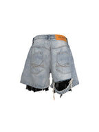 PCCVISION Lace-Spliced Denim Shorts
