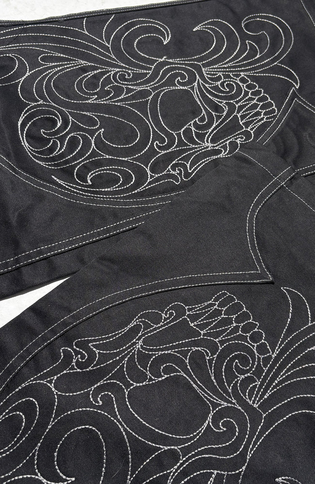 PCCVISION Skull Contrast-Stitch Embroidered Pants