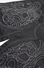 PCCVISION Skull Contrast-Stitch Embroidered Pants