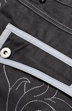 PCCVISION Skull Contrast-Stitch Embroidered Pants