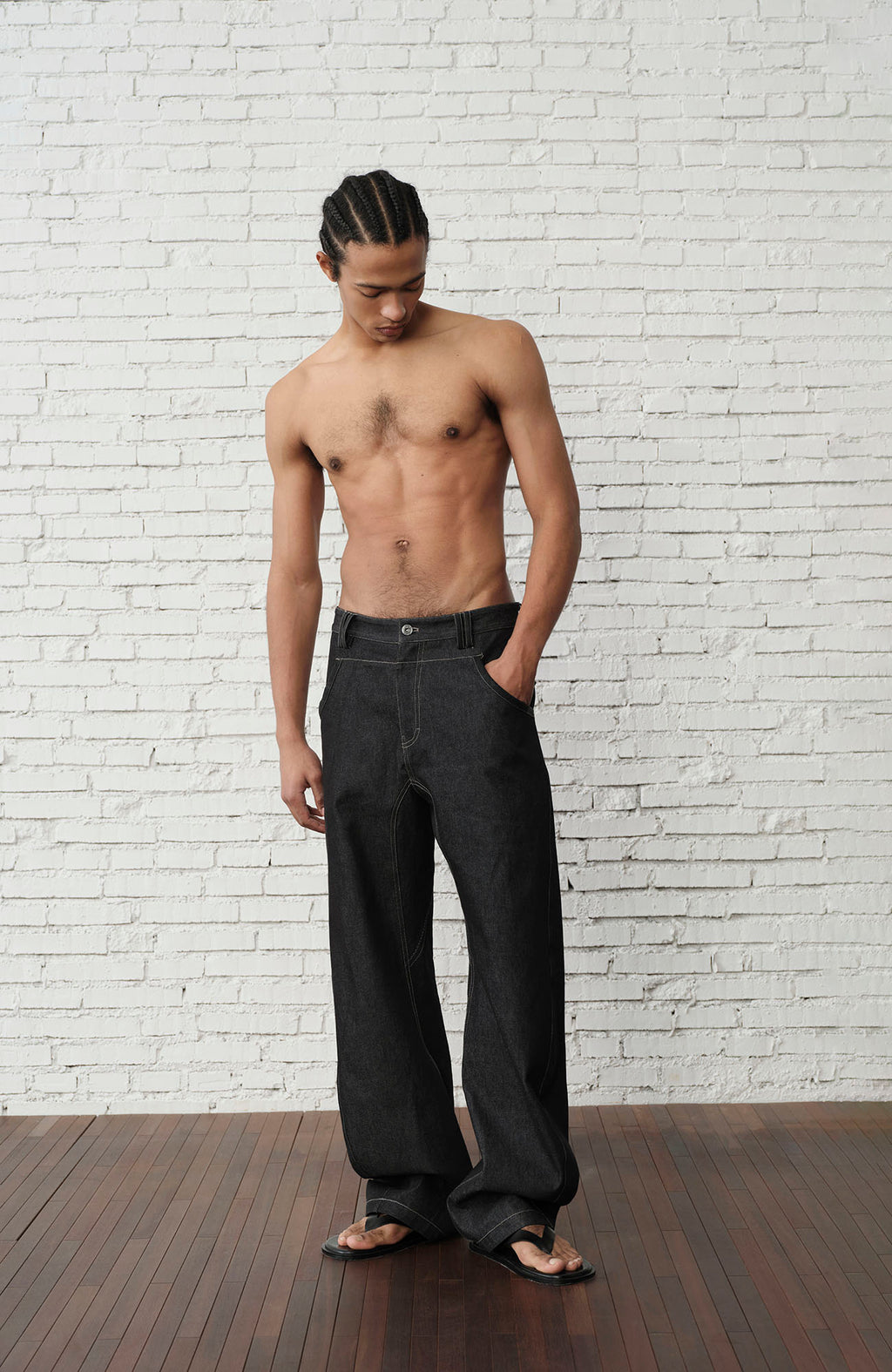 ORGANIC EMOTION Contrast-Paneled Workwear Jeans