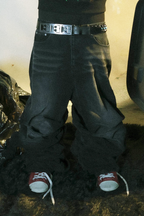 PCCVISION Distressed Wrinkled Stacked Baggy Jeans