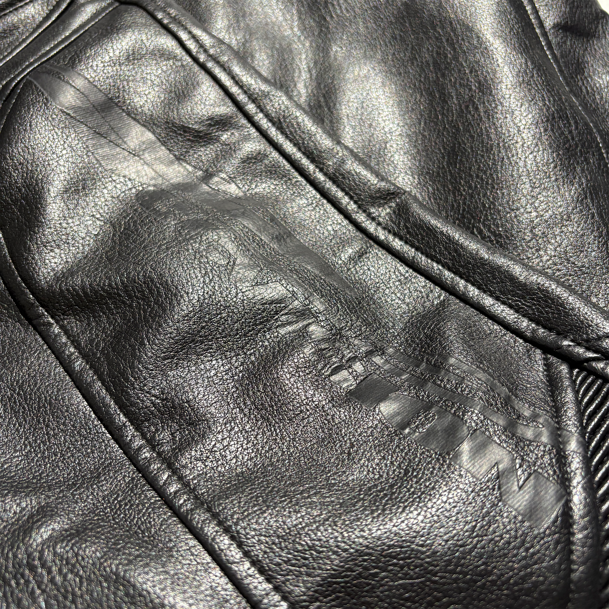PCCVISION Pleated Knee Flare Faux Leather Pants