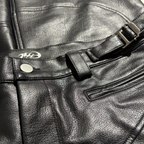 PCCVISION Pleated Knee Flare Faux Leather Pants