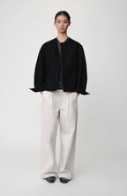 OPICLOTH Pleated Wide-Leg Jeans