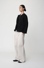 OPICLOTH Pleated Wide-Leg Jeans