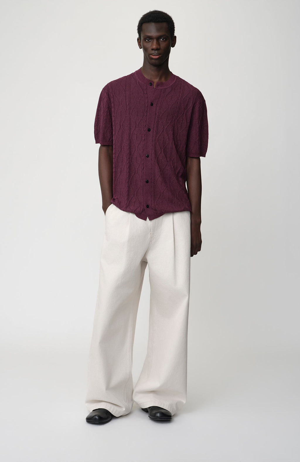 OPICLOTH Pleated Wide-Leg Jeans