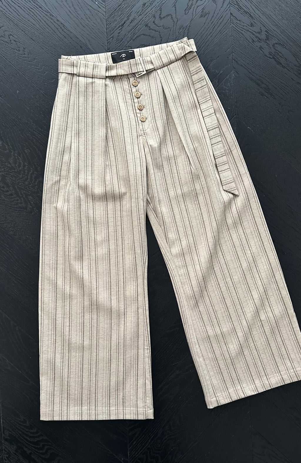 CATSSTAC Button-Closure Striped Double-Pleat Trousers