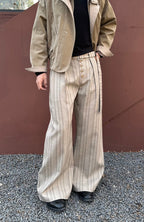 CATSSTAC Button-Closure Striped Double-Pleat Trousers