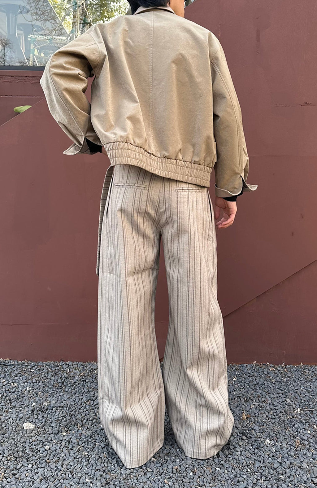 CATSSTAC Button-Closure Striped Double-Pleat Trousers