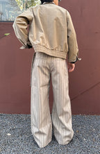 CATSSTAC Button-Closure Striped Double-Pleat Trousers