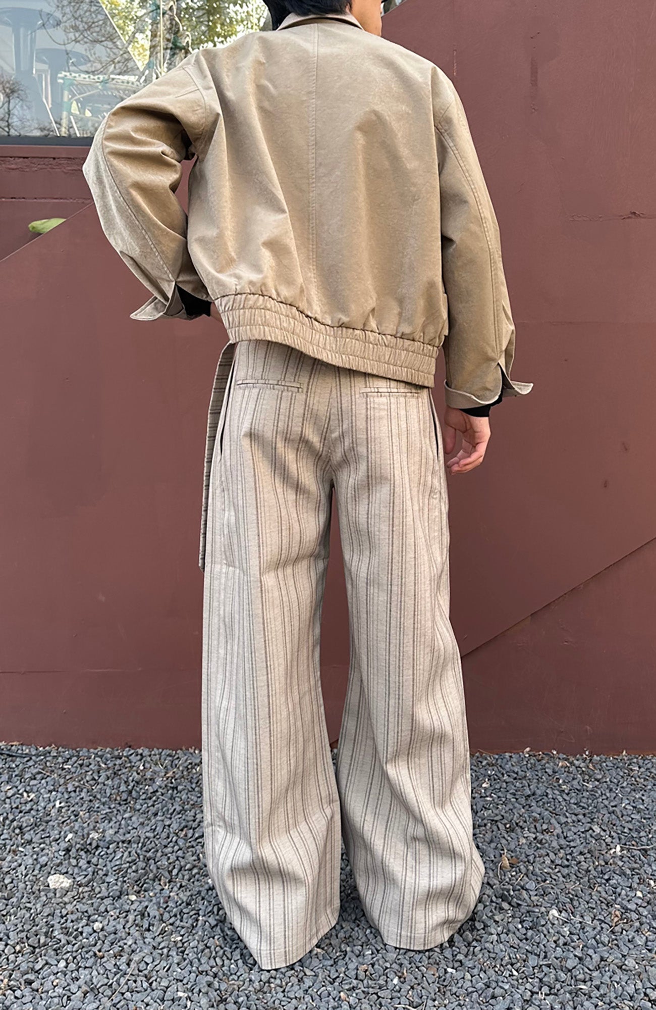 CATSSTAC Button-Closure Striped Double-Pleat Trousers