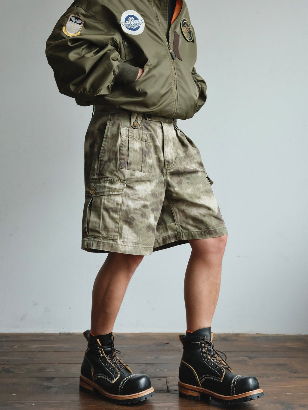NEIGBORL Retro Washed Camo Cargo Shorts