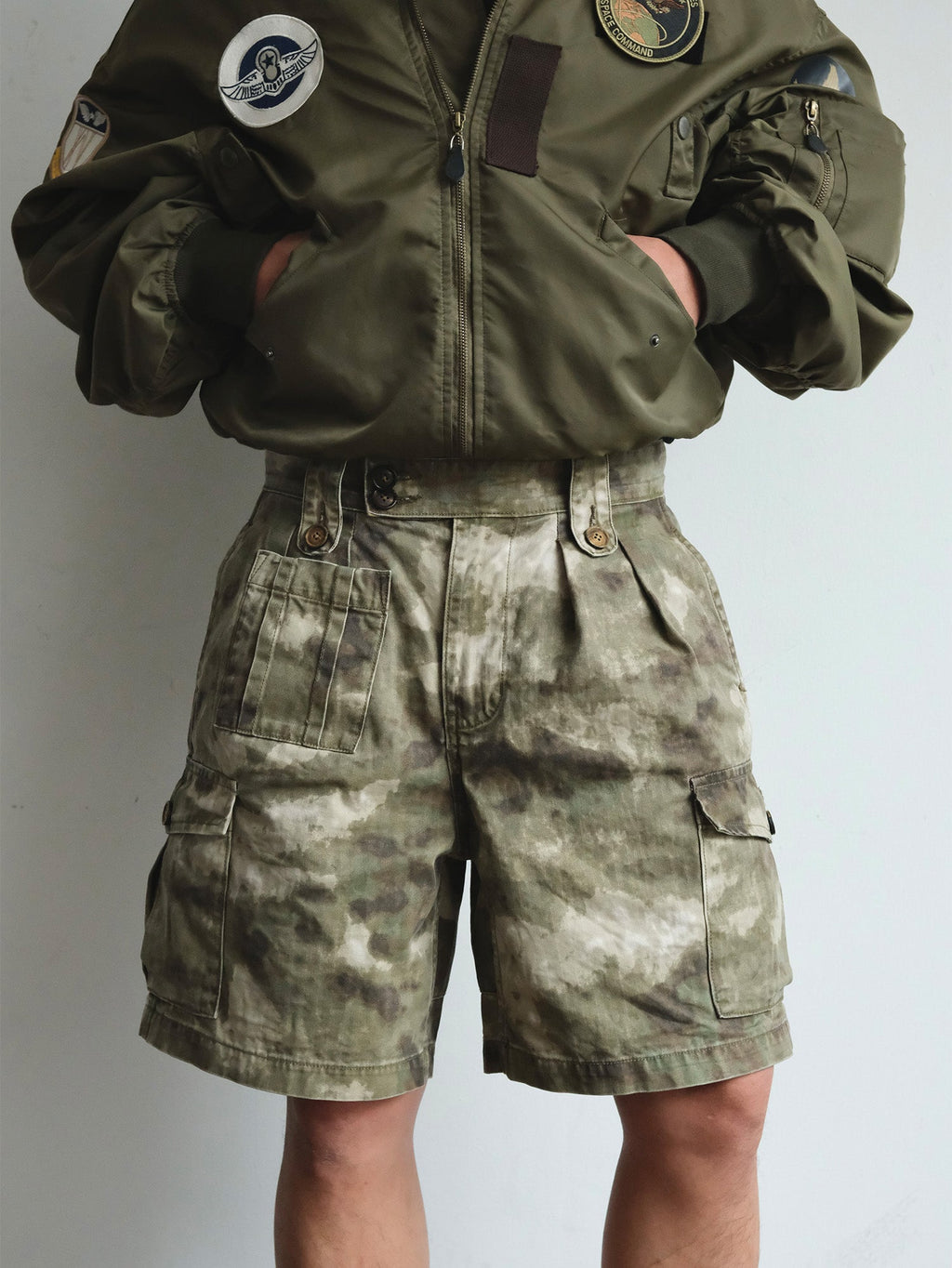 NEIGBORL Retro Washed Camo Cargo Shorts