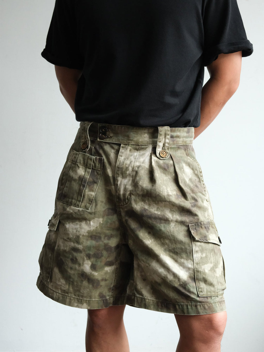 NEIGBORL Retro Washed Camo Cargo Shorts