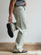 NEIGBORL Washed Paint-Splatter Straight-Leg Jeans