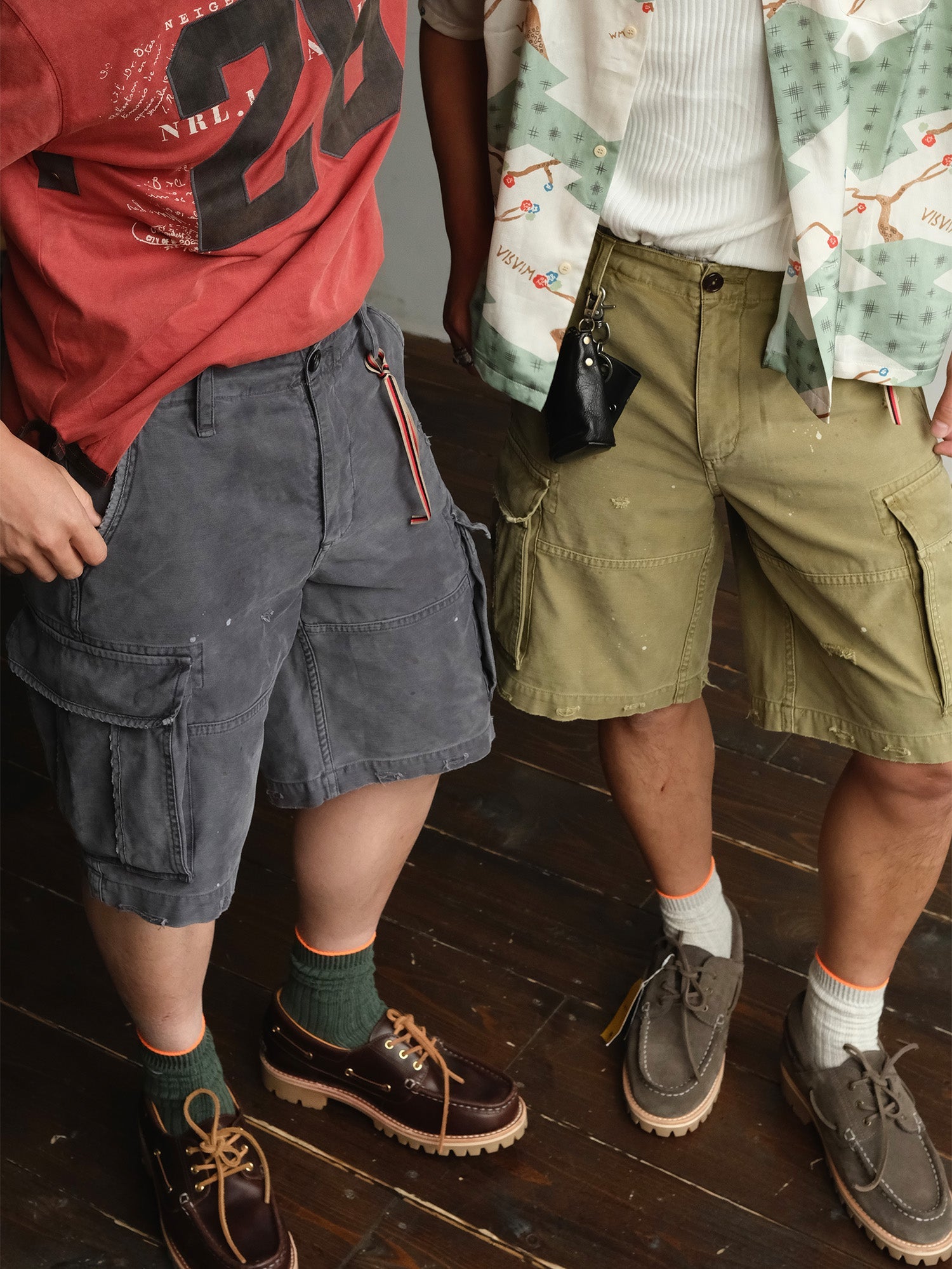 NEIGBORL Distressed Multi-Pocket Washed Cargo Shorts