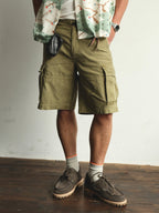 NEIGBORL Distressed Multi-Pocket Washed Cargo Shorts